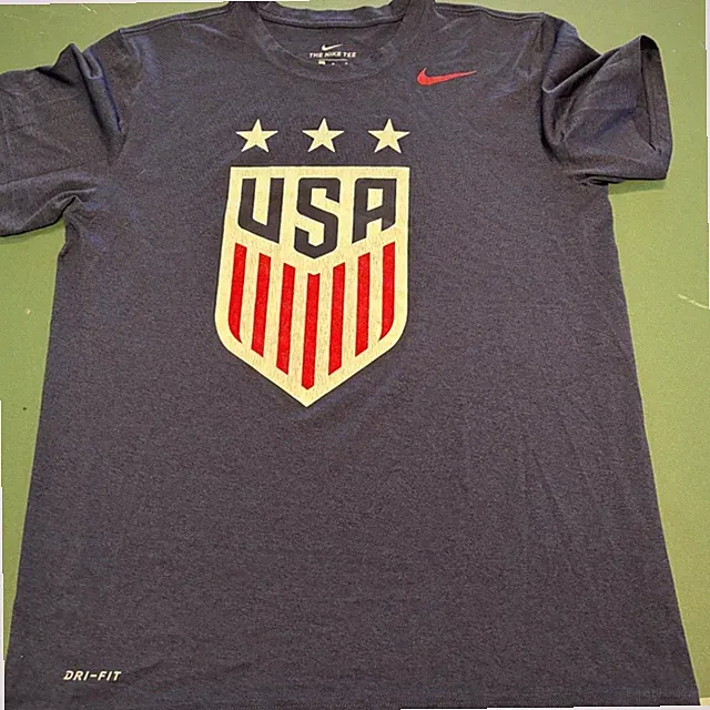 Nike USA Soccer 3 Star Crest T-Shirt Navy Blue Dri-FIT Graphic Tee