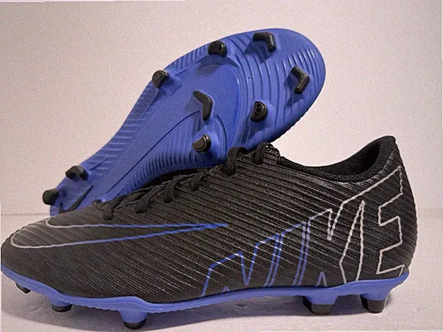 Nike Vapor 15 Club FG/MG Soccer Cleats Black Chrome Hyper Royal Men's Size 7.5