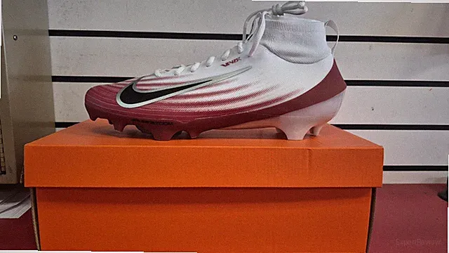 Nike Vapor Pro 1 Football Cleats (White/Team crimson)