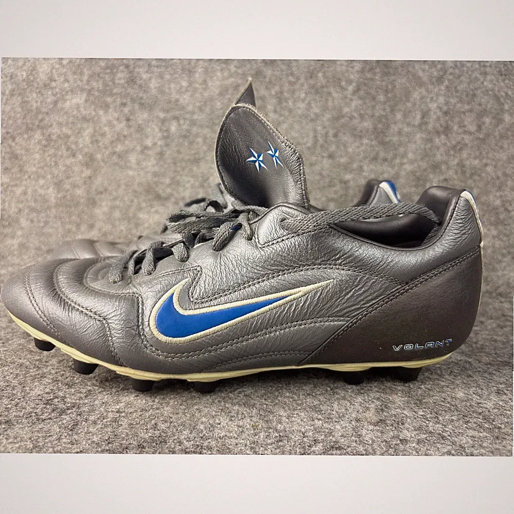 Nike Volant Soccer Cleats Mens 9 Silver Blue Leather Firm Ground 302249-011
