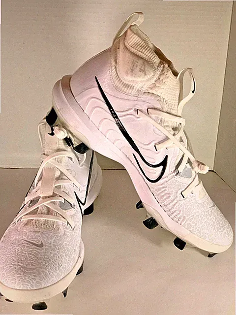 Nike White High-Top Soccer Cleats W/ Black Swoosh For Men