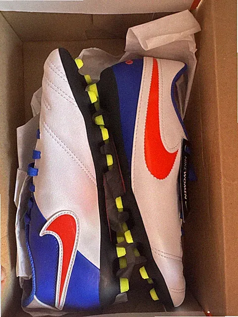 Nike Women’s Tiempo Rio Iii Fg Size 7 New In Box Nwt Soccer Cleats White Blue
