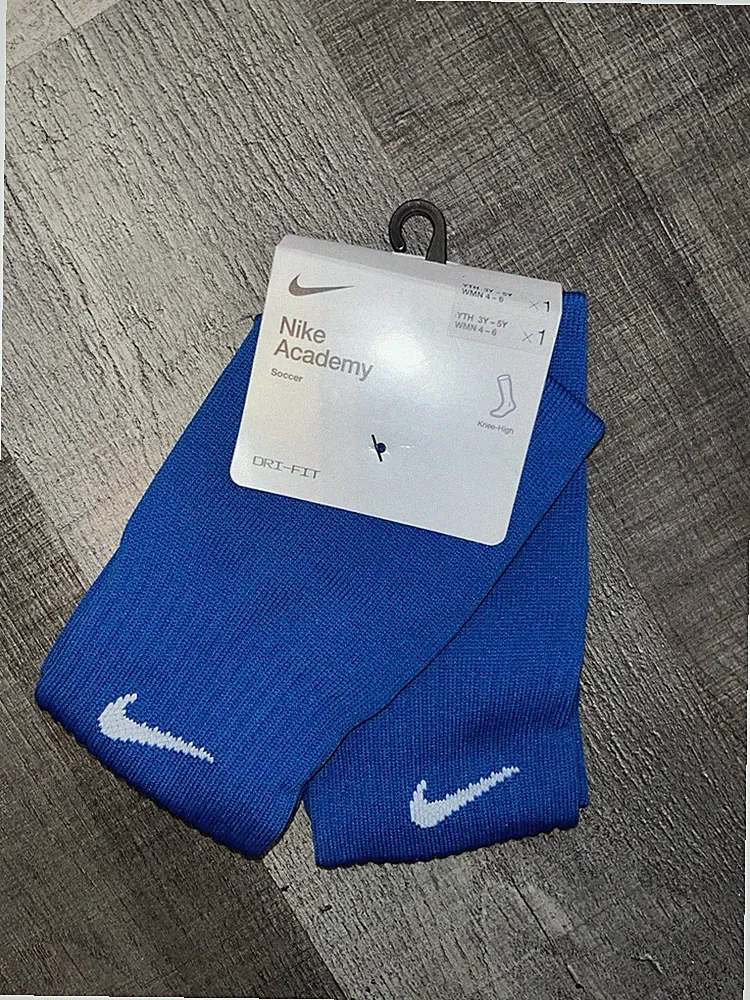 NIKE YOUTH ACADEMY DRI FIT BLUE KNEE HIGH SOCCER SOCKS 3Y-5Y NWT