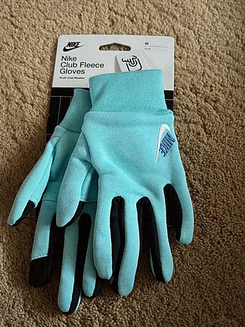 Nike Youth Boys Club Fleece Gloves Blue Black Size Medium Touch Compatible