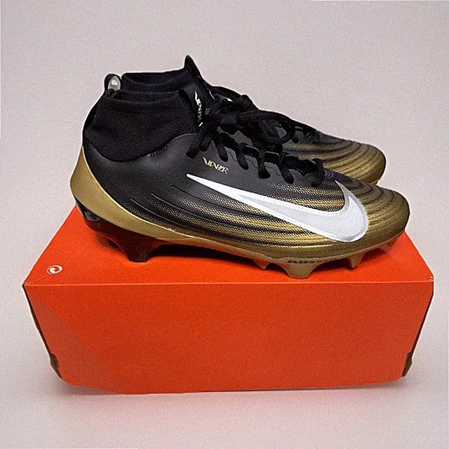 NIKE ZOOM AIR VAPOR PRO 1 BLACK METALLIC GOLD FOOTBALL CLEATS FB3298-003 10.5