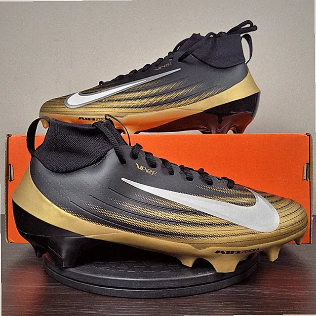 Nike Zoom Air Vapor Pro 1 Football Cleats Shoes Black Gold FB3298 003 Men's Sz 9