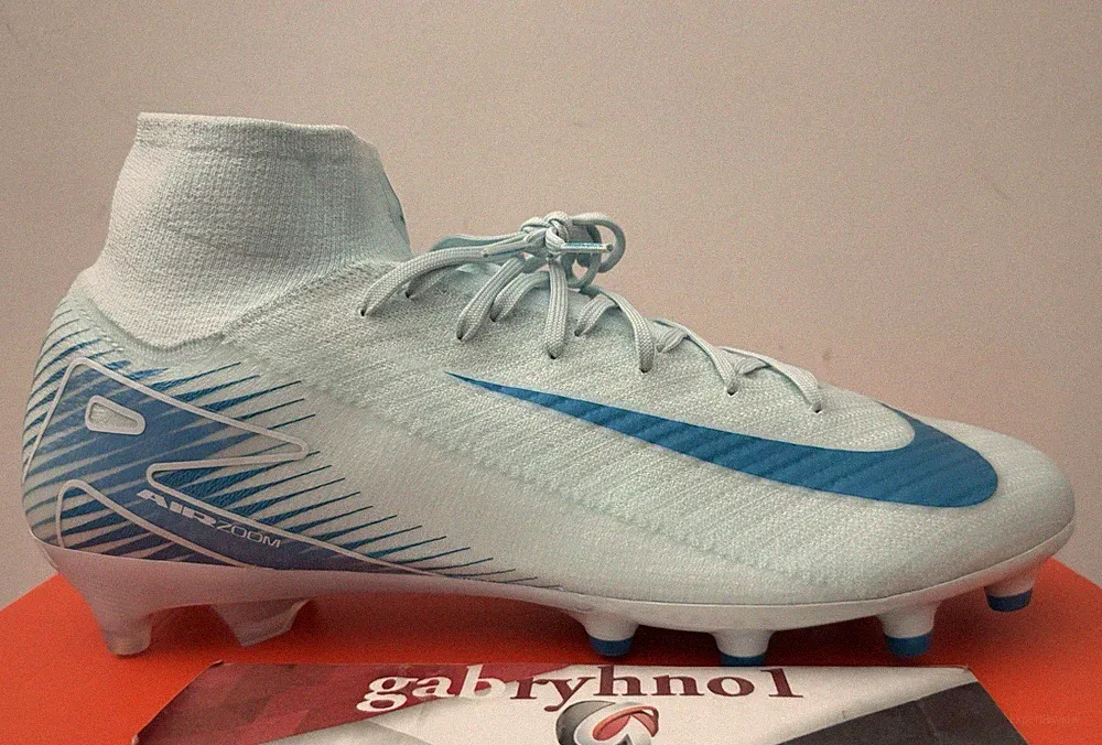 Nike Zoom Mercurial Superfly 10 Elite AG-Pro Soccer Cleats Glacier Blue Mens 9.5