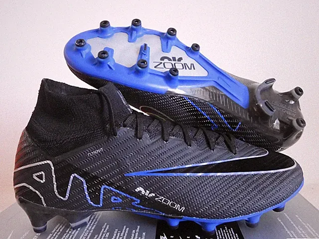 Nike Zoom Mercurial Superfly 9 Elite Ag Pro Black-Chrome-Blue Sz 9 [DJ5165-040]