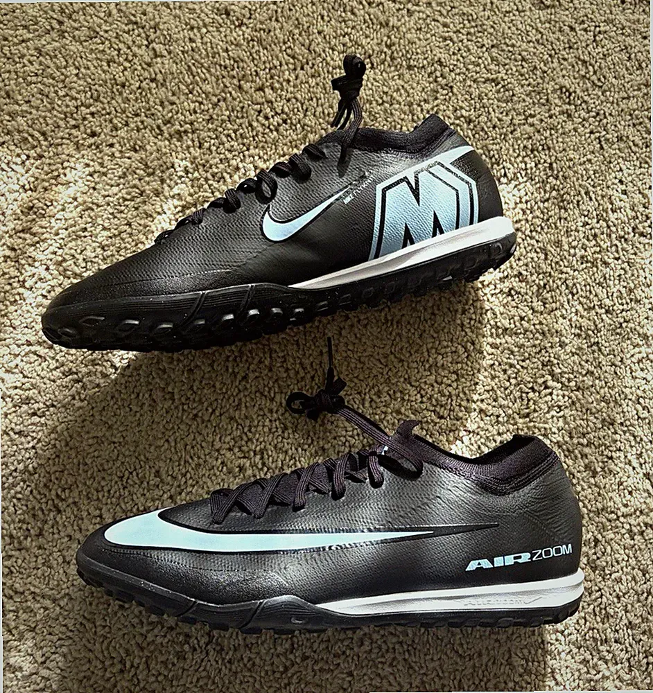 Nike Zoom Mercurial Vapor 16 Pro TF Turf Soccer Shoes Shadow Pack Black/Ice Blue