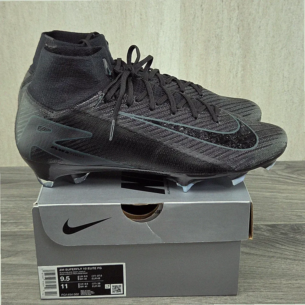 Nike Zoom Superfly 10 Elite FG Size 9.5 Mens Black Deep Jungle Soccer Cleats