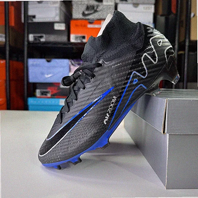 Nike Zoom Superfly 9 Elite FG Black Blue DJ4977-040 Men's 7/Women 8.5 Cleats NEW