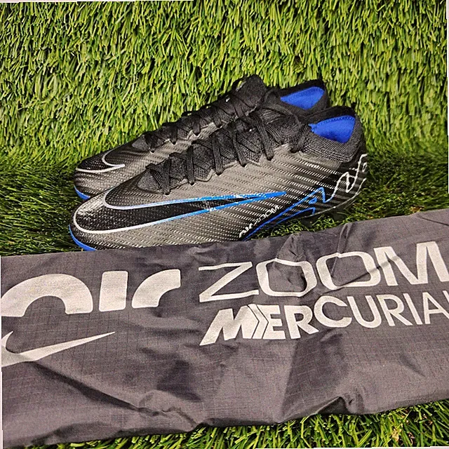 Nike Zoom Vapor 15 Elite FG Soccer Cleats Womens 7.5, Mens 6 Black Blue Firm