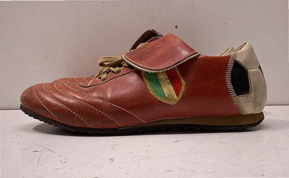 Nomis Brown Leather Soccer Shoes Italian Flag Soccer Ball Heel EU 40 US M 7.5