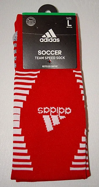 NWT adidas Adult Unisex Red Team Speed Soccer Sock sz Large