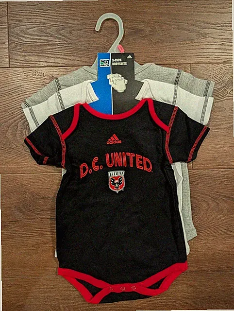 NWT Adidas DC United MLS Soccer Set of 3 Baby 18 Month Bodysuit One Piece Outfit