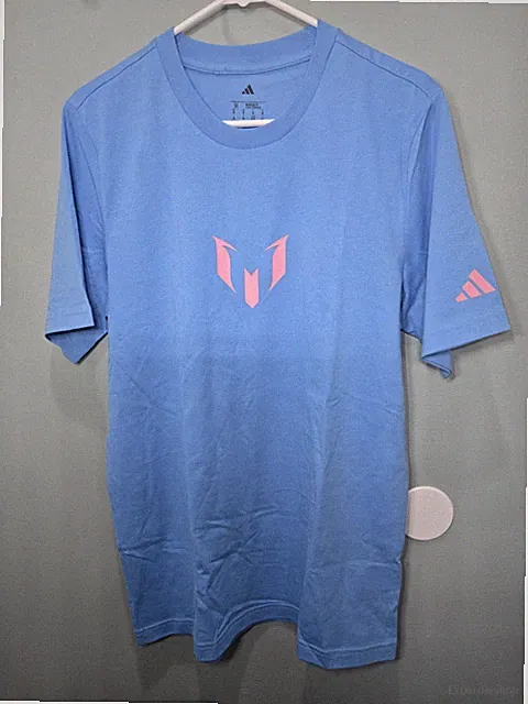 NWT Adidas Men's Messi Short Sleeve Tee Semi Blue Burst Size Med $35 MSRP