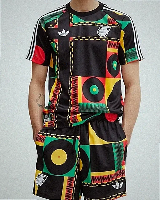 NWT adidas Originals Jamaica x Bob Marley Football Is Freedom 2PC SHORTS TEE SET