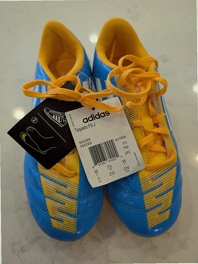 NWT adidas Taquiero FG J Blue Orange Soccer Cleats US 3