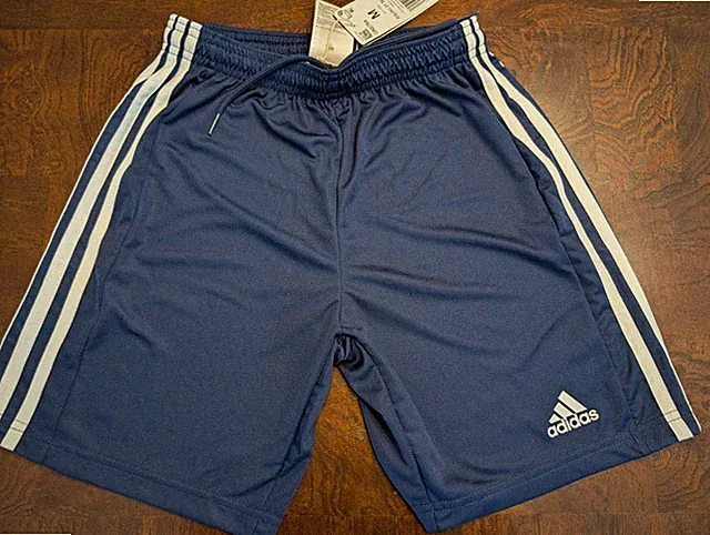 NWT Adidas Youth/Boys Soccer Shorts Squad 21 Sz M Navy/White Stripe Drawstring