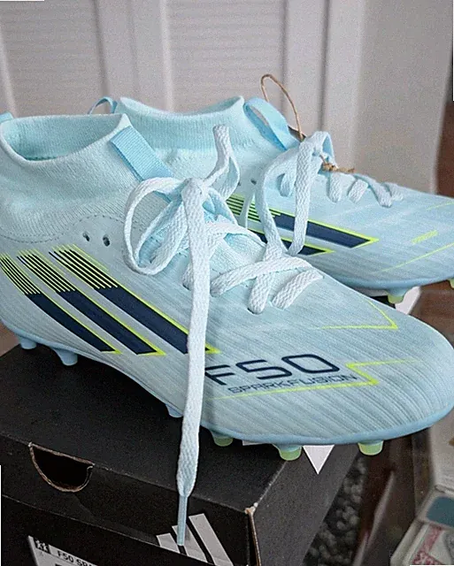 NWT Adidas Youth Size 3 F50 Sparkfusion League FG Soccer Cleats Blue Yellow