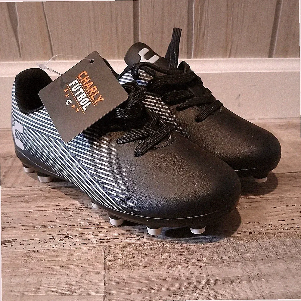 NWT Charly Soccer Cleats Size 12Y Youth Kids Black and White