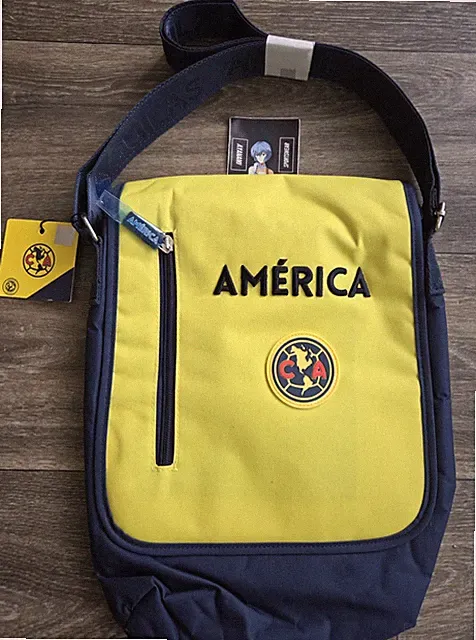NWT Club America Aguilas Futbol Soccer Messenger Side Bag Bandolera Yellow/Blue