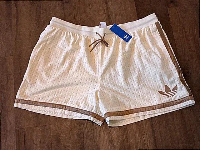 NWT Mens 2XL Adidas Originals Warp Knit Basketball Shorts Ivory Brown KE9037 XXL
