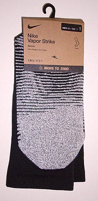 NWT Nike Grip "Vapor Strike" Soccer Socks BLACK Men's Size: 12-13.5 $30