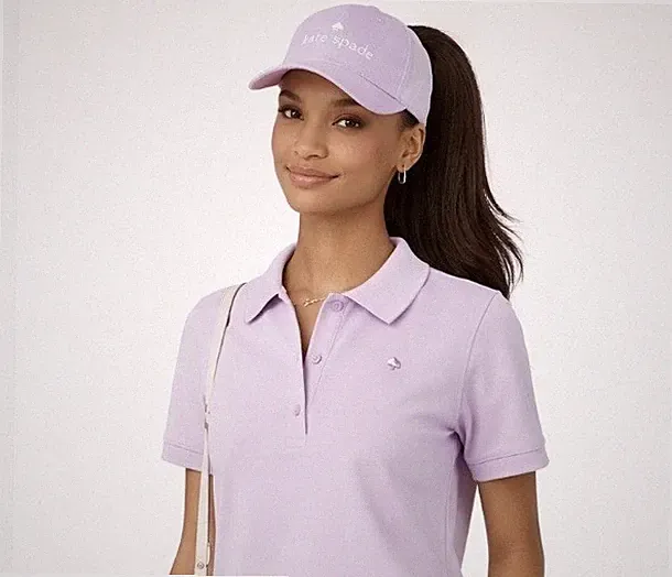 NWT SET Kate Spade XS Lavender Ruffle Polo Dress & Matching Logo Baseball Cap