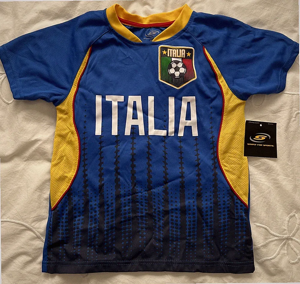 NWT Simply For Sports Italia Blue Short Sleeve Soccer Jersey Kids M 5/6 #10 Back