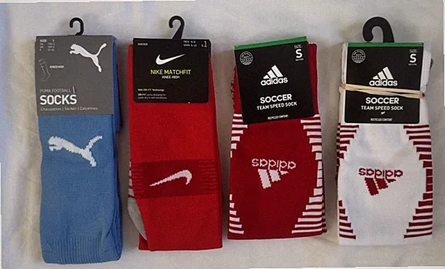 NWT Soccer High Knee Socks Puma Adidas Nike Lot Of 4 Mix Size MSRP $68 Wholesale