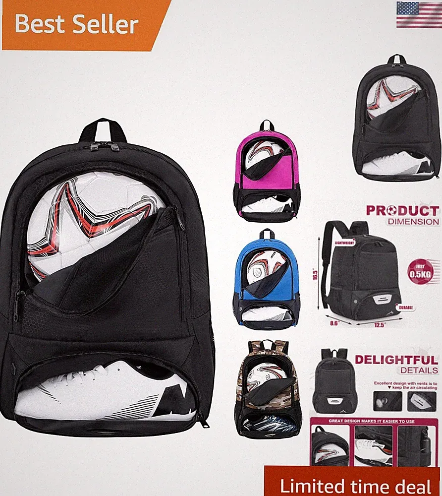 Nylon Sports Backpack - Perfect for Soccer, Cleats, & Outdoor Adventures