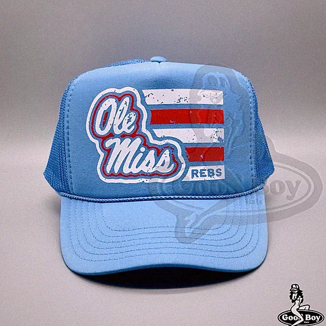 OLE MISS Trucker Hat Retro Mississippi Football Mesh Snapback College Rope Cap