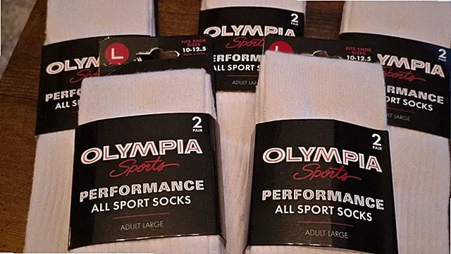 OLYMPIA SPORTS PERFORMANCE SOCKS LARGE (SIZES 10-12.5) 5 PACK 10 PAIRS White