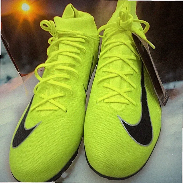 On sale- Nike Mercurial Volt/Black Mid Top Lightweight Lace Up Rubber Turf Shoes