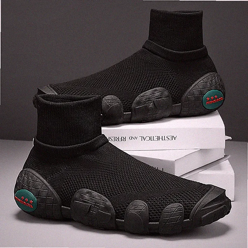 Outdoor Mens Short Boots Running Sneakers Slip-On Flat Walking Sport Socks Shoes