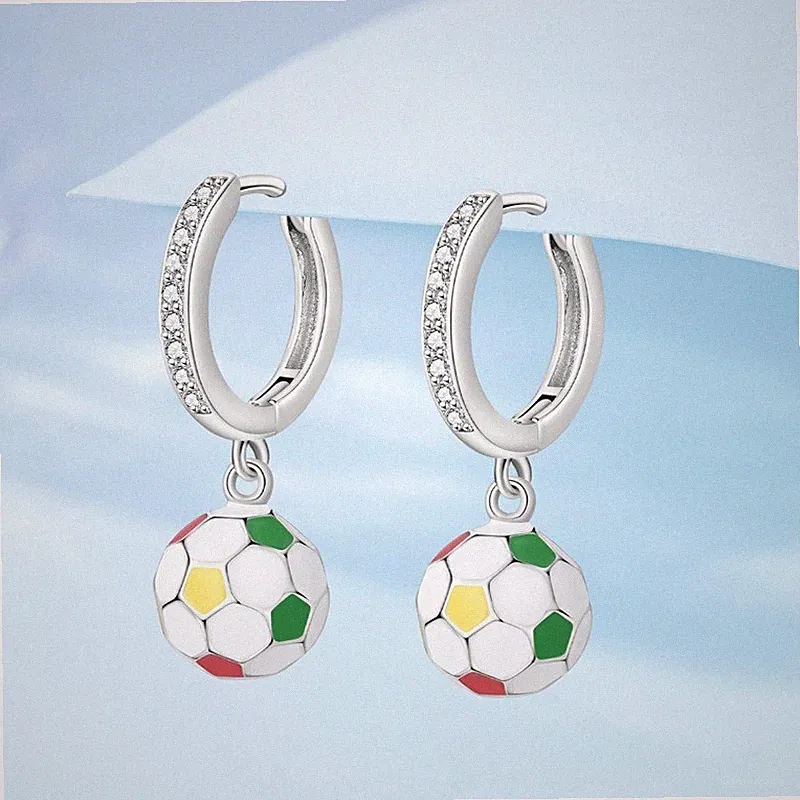 silver soccer ball earrings