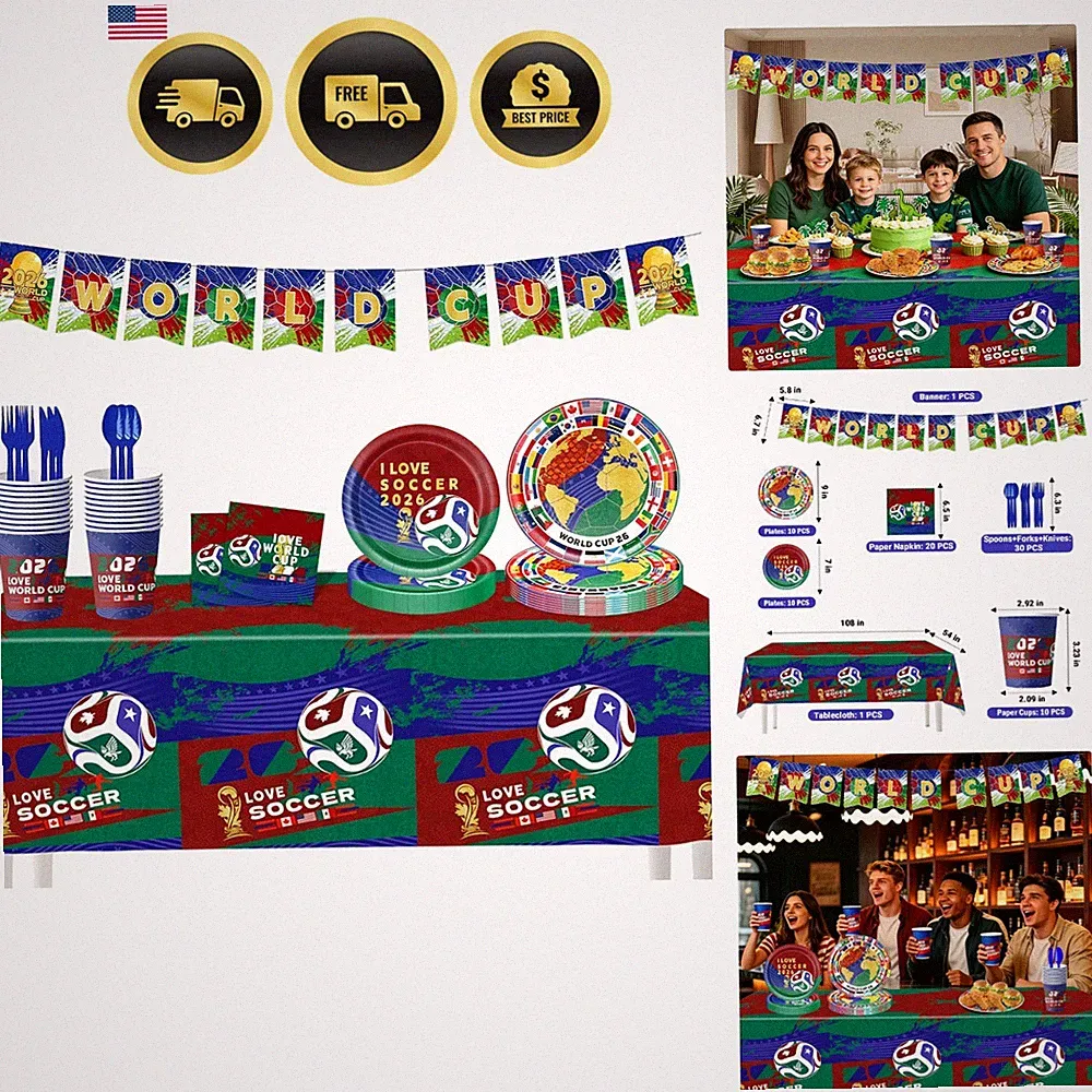 Party Decorations for World Cup 2026, 82 PCS Soccer Theme Party Supplies with...
