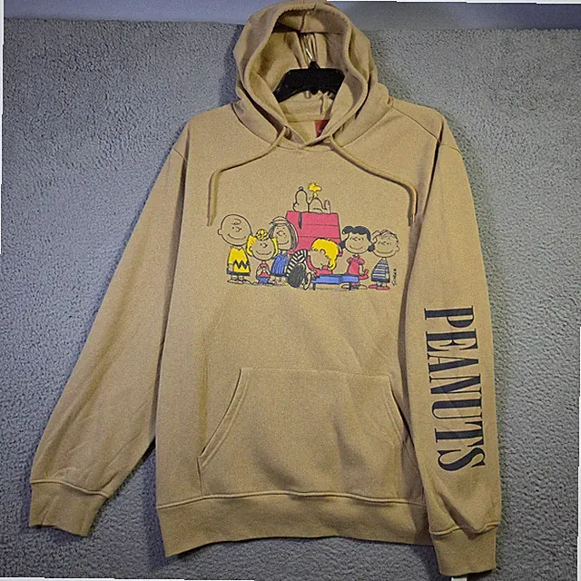 Peanuts® Charlie Brown Hoodie Mens XL Brown Soft Pullover Sweatshirt Stitch NWT