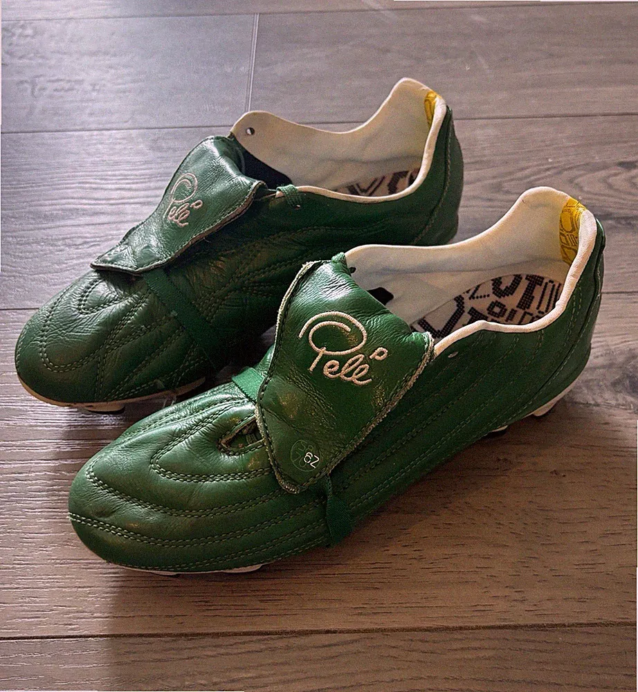 Pele Sports 1962 FG Leather Soccer Cleats Brasil Green Men Size 5 / Women 6.5