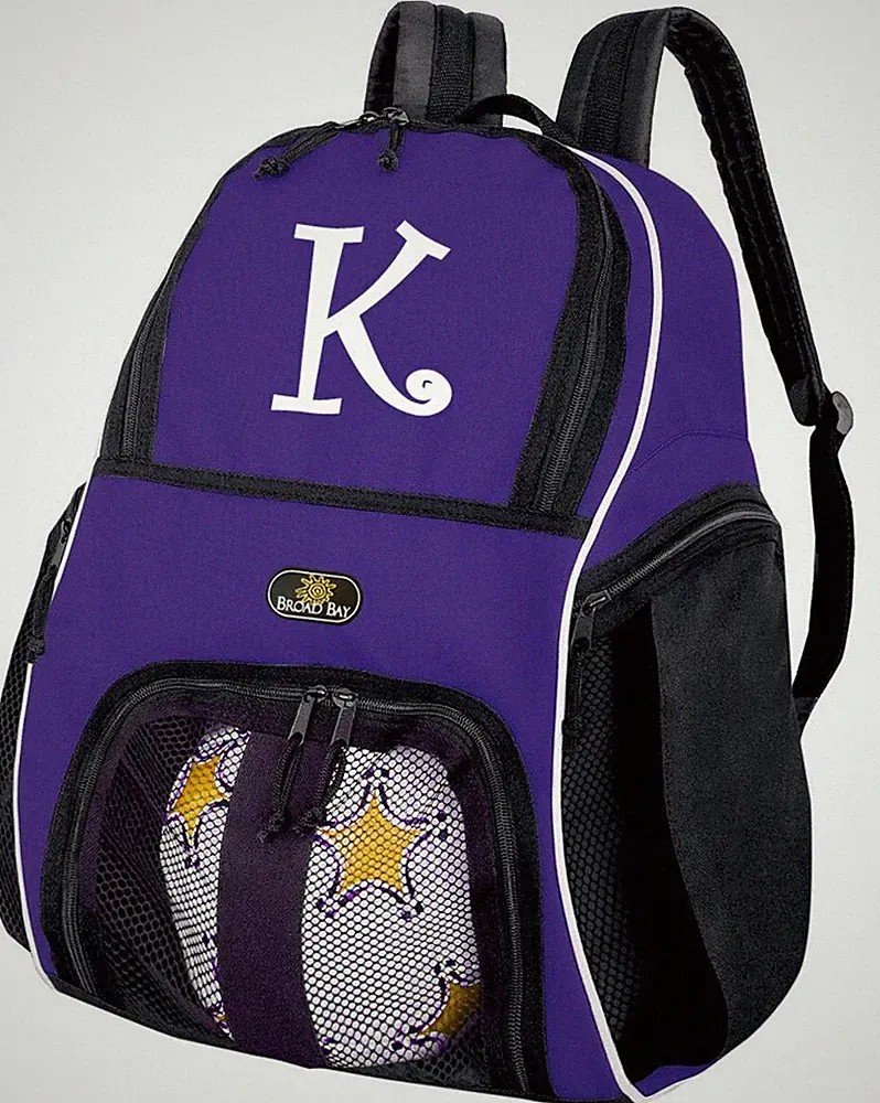 Personalized Soccer Backpack - Monogrammed Volleyball Bag - Purple