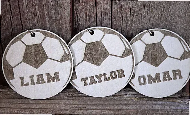 Personalized Wooden Soccer Keychain Custom Name Bag Tag Player Coach Gift