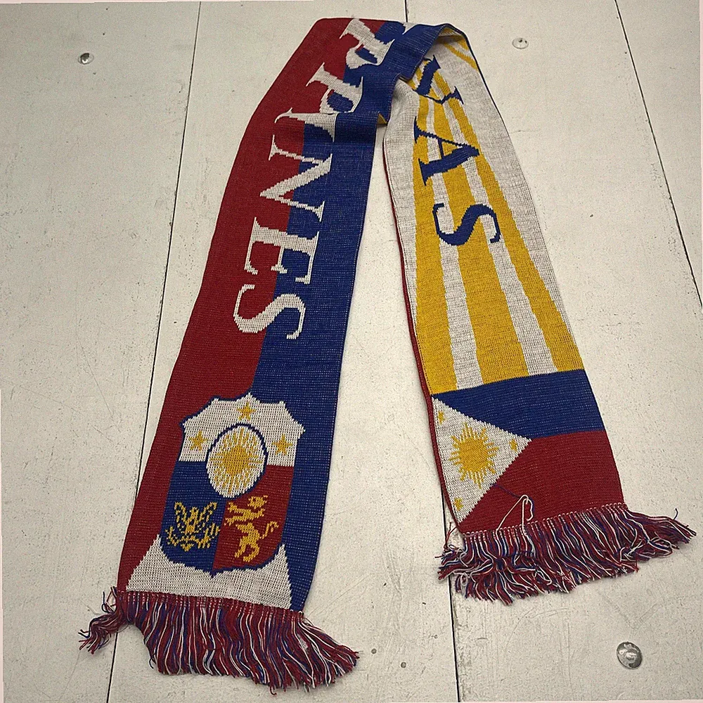 Philippines Scarf Mens One Size Red Blue Soccer Football Flag Knit Euroscarves