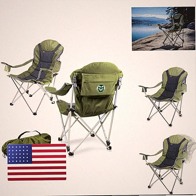PICNIC TIME NCAA Colorado State Rams Reclining Camp Chair with Carry Bag