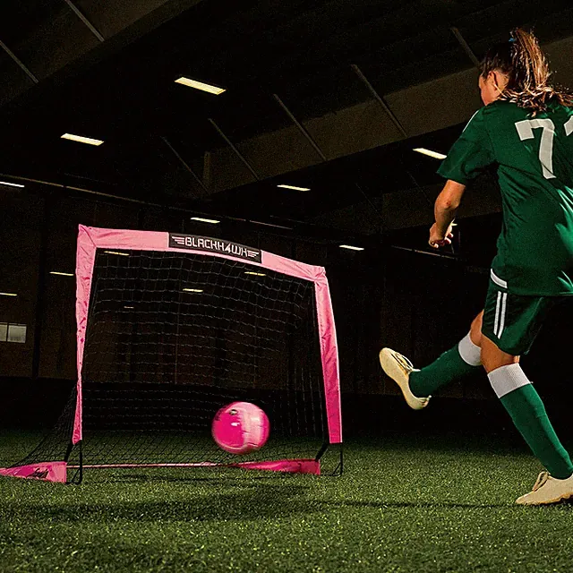 Pink Soccer Goal Pop Up Portable Practice Football Net Kids Practice Tie Down