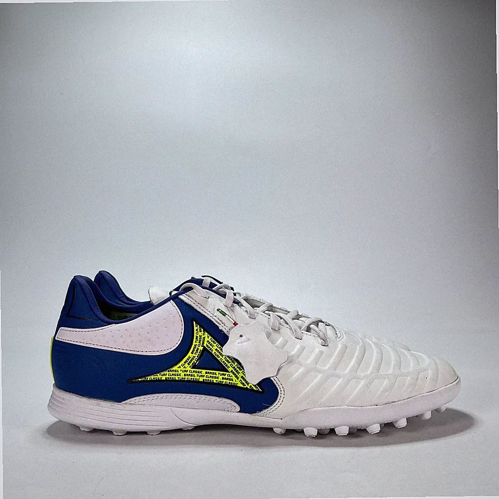 Pirma Brasil Reinier Turf 3043 White Blue Low Top Soccer Shoes Men's Size 12