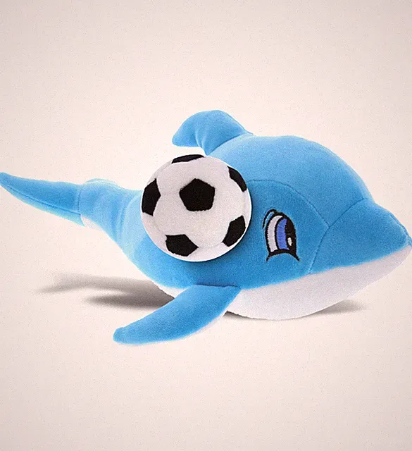 PLUSH SOCCER BALL - BABY SOFT PLUSH - BLUE DOLPHIN