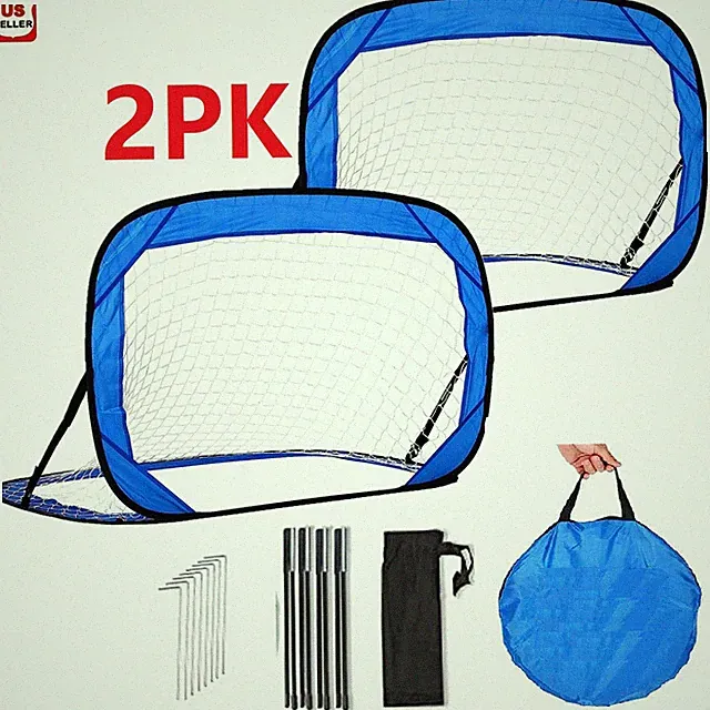 Pop Up Soccer Goals Set Soccer Ball Net Bag, Football Gates Indoor Outdoor Games
