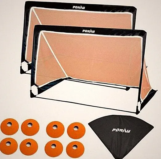 Poray Portable Soccer Goal Pop Up Soccer Net for 4FT Orange & Reflective Strips