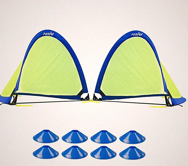 Poray Soccer Goal for Kid Easy-up Set of Two Portable Soccer Net 210D Oxford...